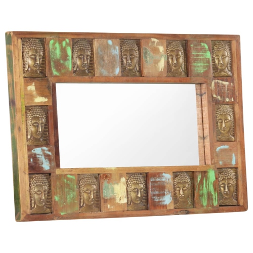 vidaXL Mirror with Buddha Cladding 80x50 cm Solid Reclaimed Wood