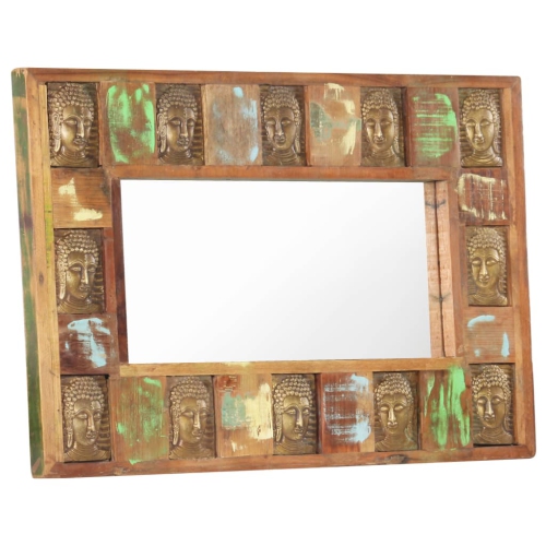vidaXL Mirror with Buddha Cladding 80x50 cm Solid Reclaimed Wood