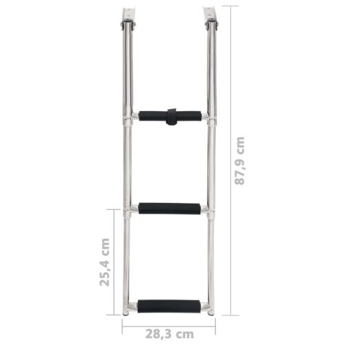 Échelle de planche pliable à 3 marches en acier inoxydable de vidaXL