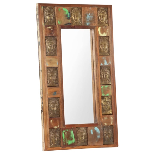 vidaXL Mirror with Buddha Cladding 50x80 cm Solid Reclaimed Wood