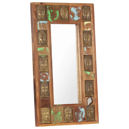 vidaXL Mirror with Buddha Cladding 50x80 cm Solid Reclaimed Wood