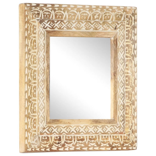 vidaXL Hand-Carved Mirror 50x50x2.6 cm Solid Mango Wood