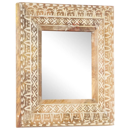 vidaXL Hand-Carved Mirror 50x50x2.6 cm Solid Mango Wood