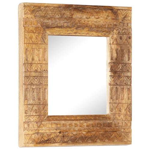 vidaXL Hand-Carved Mirror 50x50x2.5 cm Solid Mango Wood