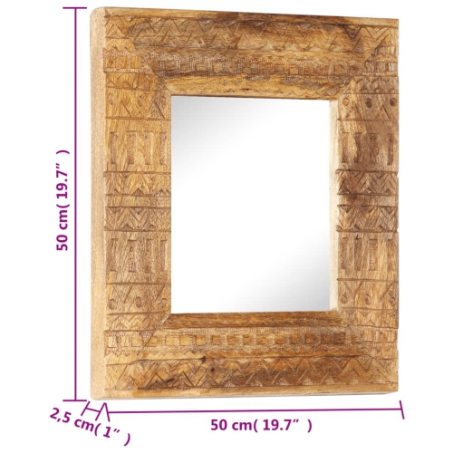 vidaXL Hand-Carved Mirror 50x50x2.5 cm Solid Mango Wood