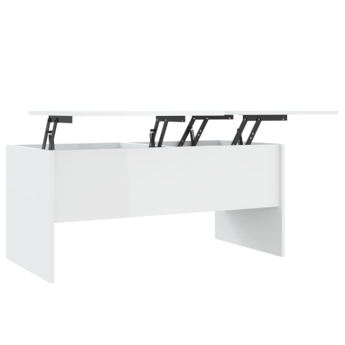 Image 1 de 8.. Table basse à fini très lustré blanc 102x50.5x46,5&nbsp;cm de VIdaXL