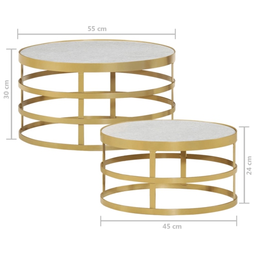 vidaXL 2 Piece Coffee Table Set Marble Brass and White