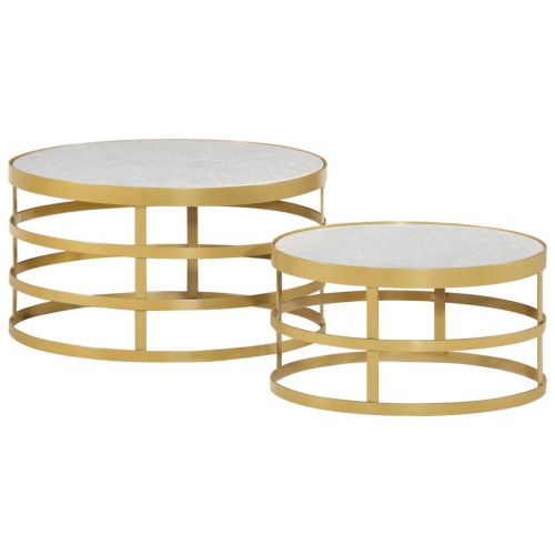 vidaXL 2 Piece Coffee Table Set Marble Brass and White