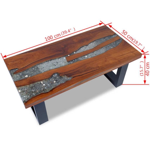 vidaXL Rectangular Coffee Table, Fully Handmade, 39.4''x19.7''x15.8'', Solid Teak Wood, Multicolor