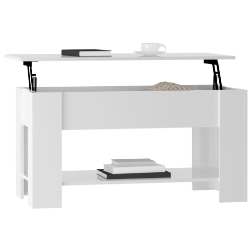 vidaXL Coffee Table High Gloss White 101x49x52 cm Engineered Wood