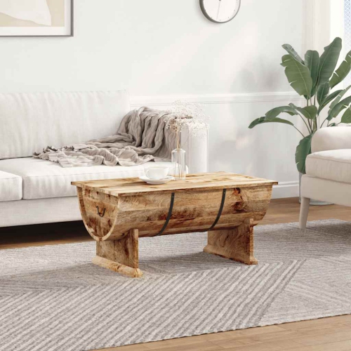 vidaXL Coffee Table Rustic Barrel-Shaped, Fully Handmade, 34.6''x19.7''x15.7'', Solid Mango Wood