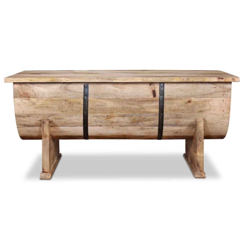 vidaXL Coffee Table Rustic Barrel-Shaped, Fully Handmade, 34.6''x19.7''x15.7'', Solid Mango Wood