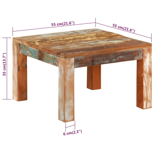vidaXL Coffee Table 55x55x35 cm Solid Wood Reclaimed