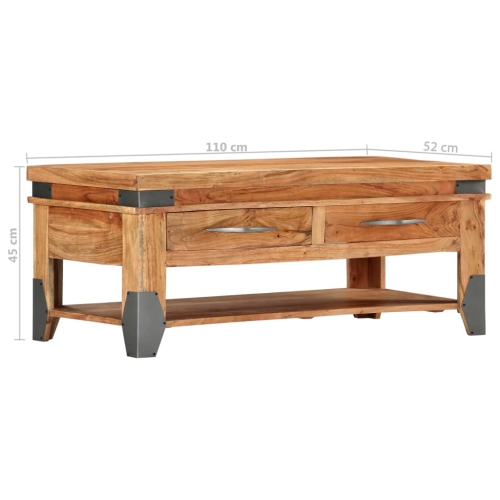 Table basse vidaXL en bois d'acacia massif 110 x 52 x 45 cm