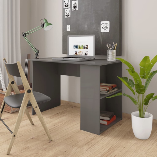 vidaXL Desk High Gloss Grey 110x60x73 cm Engineered Wood