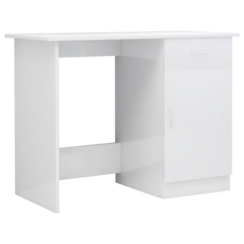 vidaXL Desk High Gloss White 100x50x76 cm Engineered Wood