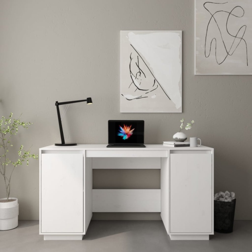 VIDAXL  Desk White 140X50X75 Cm Solid Wood Pine