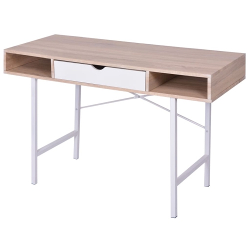 VIDAXL  Desk With 1 Drawer Oak And In White