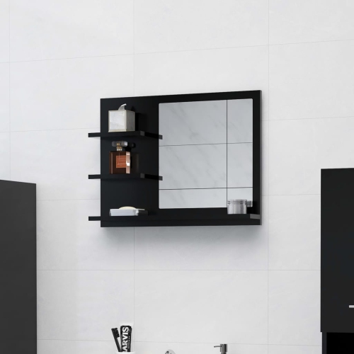 VIDAXL  Bathroom Mirror Black 60X10.5X45 Cm Engineered Wood