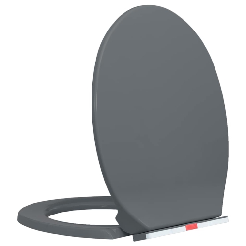 vidaXL Soft-Close Toilet Seat Quick Release Grey Oval