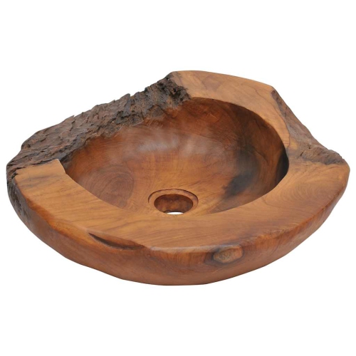 VIDAXL  Bathroom Basin, Naturally Varied Shape (16.3"-17.7")X(11.8"-13.8")X4.5" Solid Teak In Brown