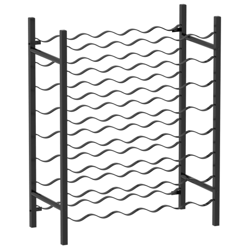Image 1 of 5.. vidaXL Wine Rack for 48 Bottles Black Metal