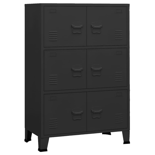 VIDAXL  Storage Chest, Metal Storage Cabinet With 6 Doors, Metal Handle, 29.5"x15.8"x45.3" In Black