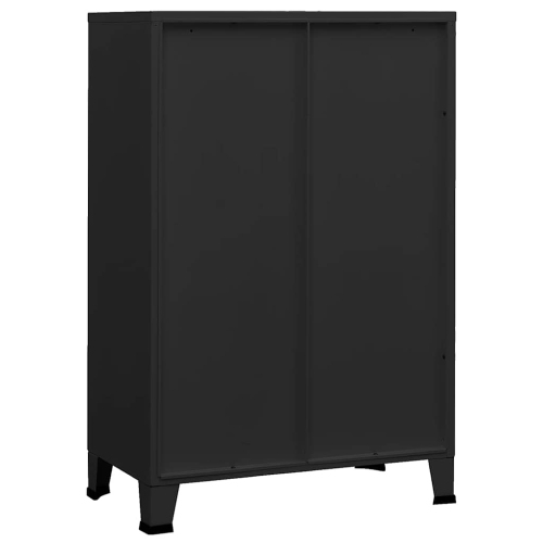 vidaXL Storage Chest, Metal Storage Cabinet with 6 Doors, Metal Handle, 29.5''x15.8''x45.3'', Black