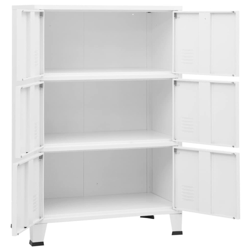 vidaXL Storage Chest, Metal Storage Cabinet with 6 Doors, Metal Handle, 29.5''x15.8''x45.3'', White