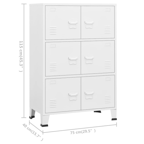 vidaXL Storage Chest, Metal Storage Cabinet with 6 Doors, Metal Handle, 29.5''x15.8''x45.3'', White