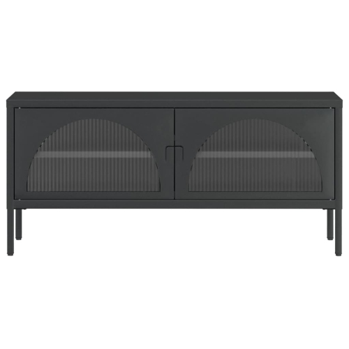 vidaXL TV Cabinet Black 105x35x50 cm Glass and Steel