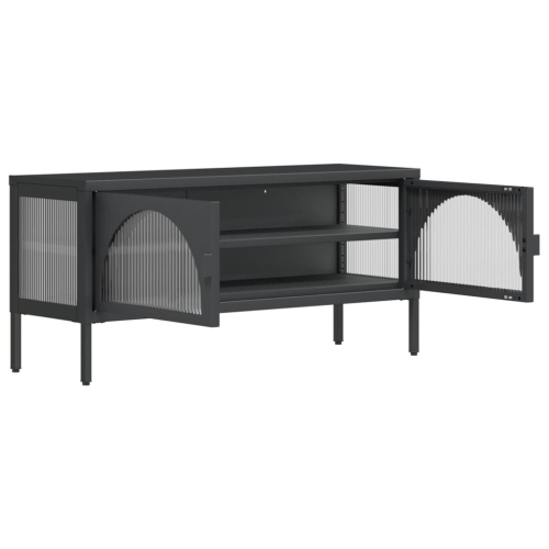 vidaXL TV Cabinet Black 105x35x50 cm Glass and Steel