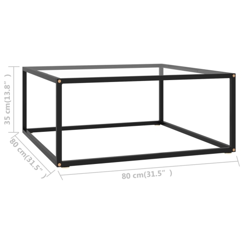 vidaXL Coffee Table Black with Tempered Glass 80x80x35 cm
