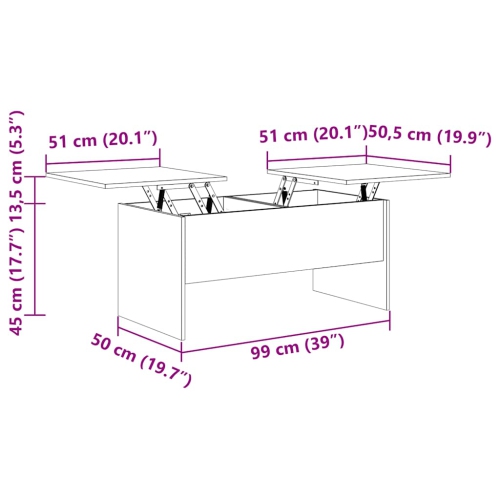 vidaXL Coffee Table White 102x50.5x46.5 cm Engineered Wood