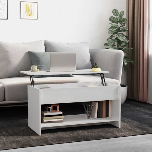 809653 vidaXL Coffee Table High Gloss White 102x50x52,5 cm Engineered Wood