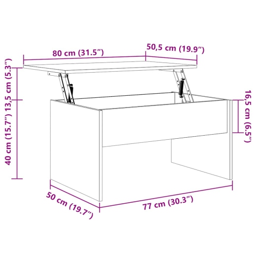 vidaXL Coffee Table Grey Sonoma 80x50.5x41.5 cm Engineered Wood