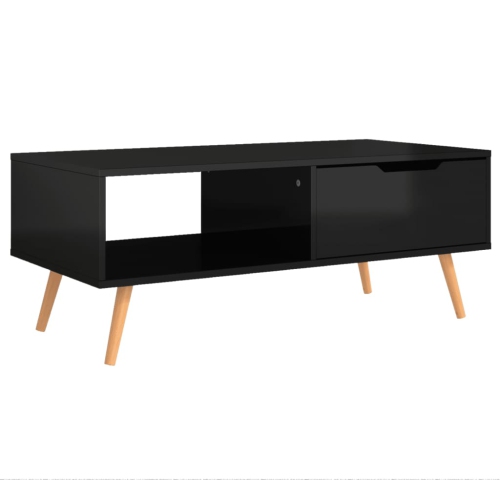 vidaXL Coffee Table High Gloss Black 100x49.5x43 cm Engineered Wood