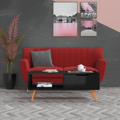 Table basse noire très lustrée 100 x 49,5 x 43 cm de vidaXL