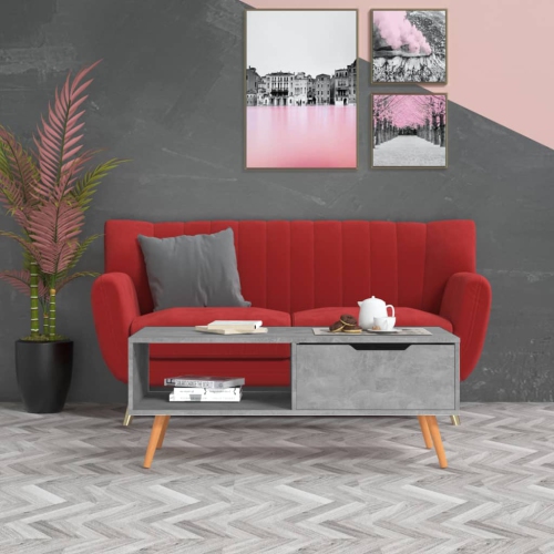 vidaXL Coffee Table Concrete Grey 100x49.5x43 cm Engineered Wood