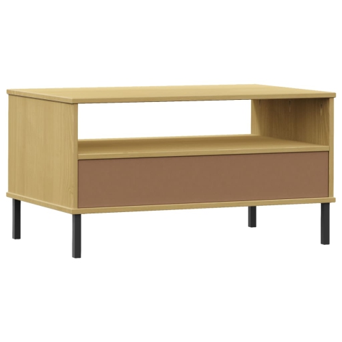 vidaXL Coffee Table with Metal Legs Brown 85x50x45cm Solid Wood OSLO
