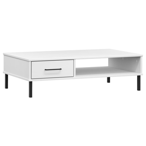 VIDAXL  Coffee Table With Metal Legs Solid Wood Pine Oslo In White