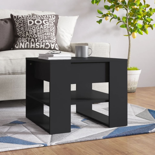 Table basse en bois d'ingénierie noir 55,5x55x45&nbsp;cm de vidaXL