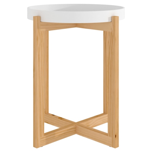 Table basse vidaXL blanche, 41 x 41 x 41 po, bois d'ingénierie et pin massif de 48,5&nbsp;cm