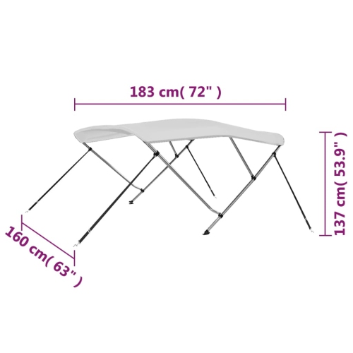 VidaXL 3 Bow Bimini Top Blanc 183x160x137&nbsp;cm