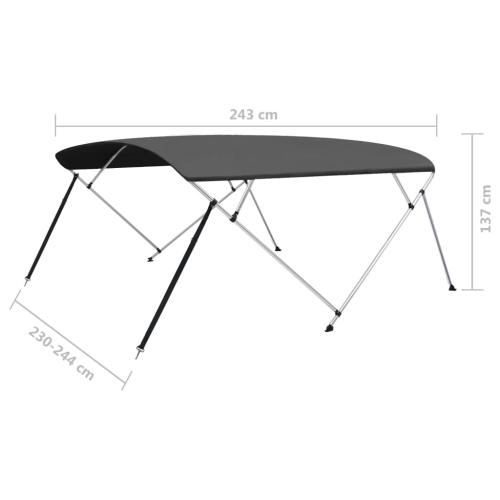 vidaXL 4 Bow Bimini Top Anthracite 243x(230-244)x137 cm