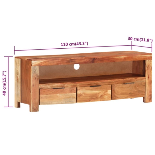 vidaXL TV Cabinet 110x30x40 cm Solid Acacia Wood