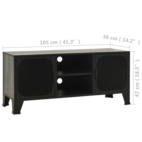 vidaXL TV Cabinet Grey 105x36x47 cm Metal and MDF