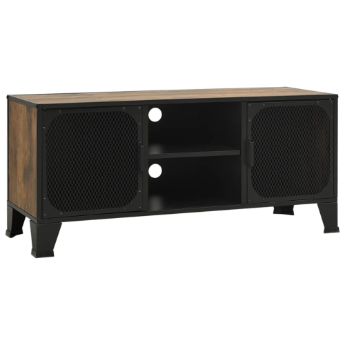 Image 1 of 8.. vidaXL TV Cabinet Rustic Brown 105x36x47 cm Metal and MDF