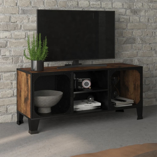 Meuble pour téléviseur de vidaXL brun rustique 105x36x47 cm métal et MDF