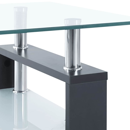 vidaXL Coffee Table, Tempered Glass Top, Center Table, 37.4''x21.7''x15.7'', Gray and Transparent